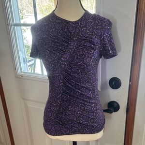 Versace Purple and Grey Ruched Short Sleeve Tee